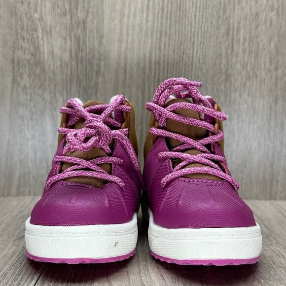 OshKosh B'Gosh Boots Toddler Girls Sz 6M Berry Pink Brown Lace Up Shoes Wistman - Picture 8 of 12